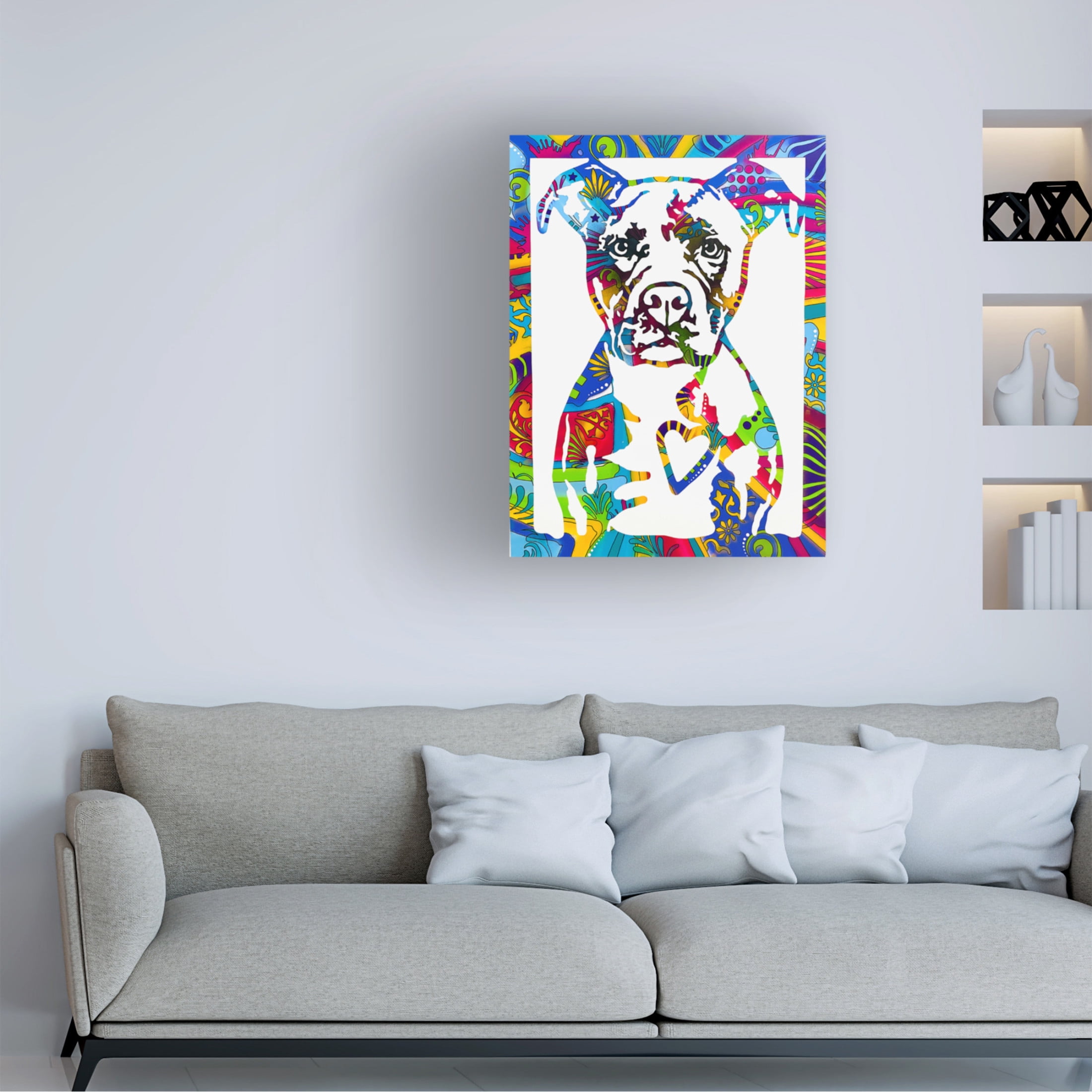 Canvas Wall Art - Dean Russo 'Heart Pittie' Wall Art for Living Room, Bedroom, or Office Décor by Trademark Fine Art - 18 x 24 Inches