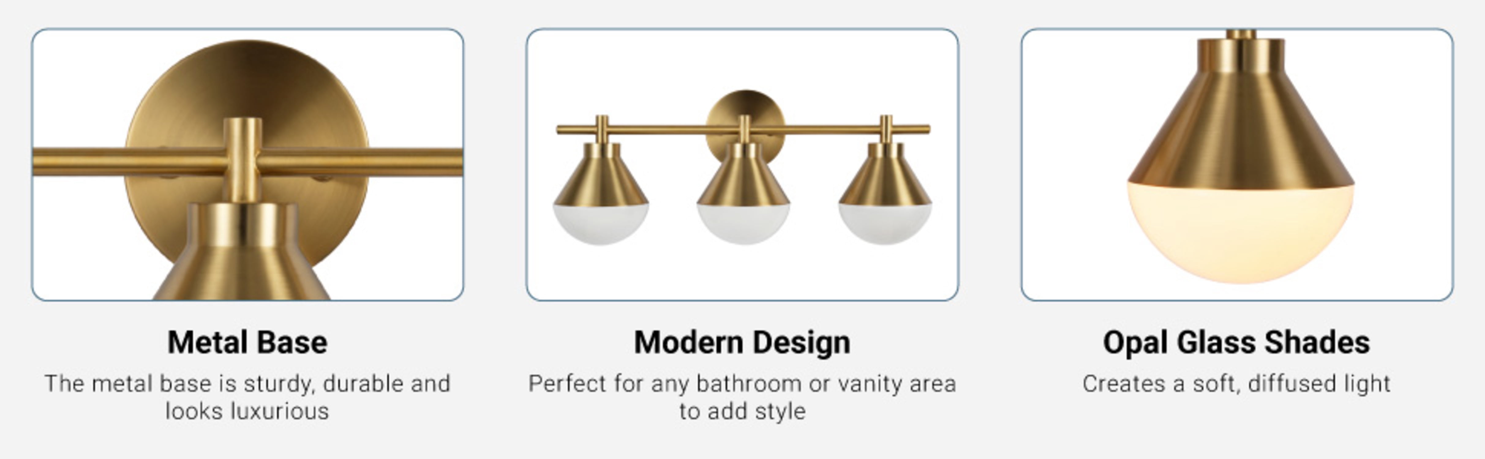 Kenroy Home Schoolhouse 23'' Vanity Light 3-Light Wall Light Fixture Transitional Table Light Fixture for Bathroom, Hallway, or Office, Brushed Gold