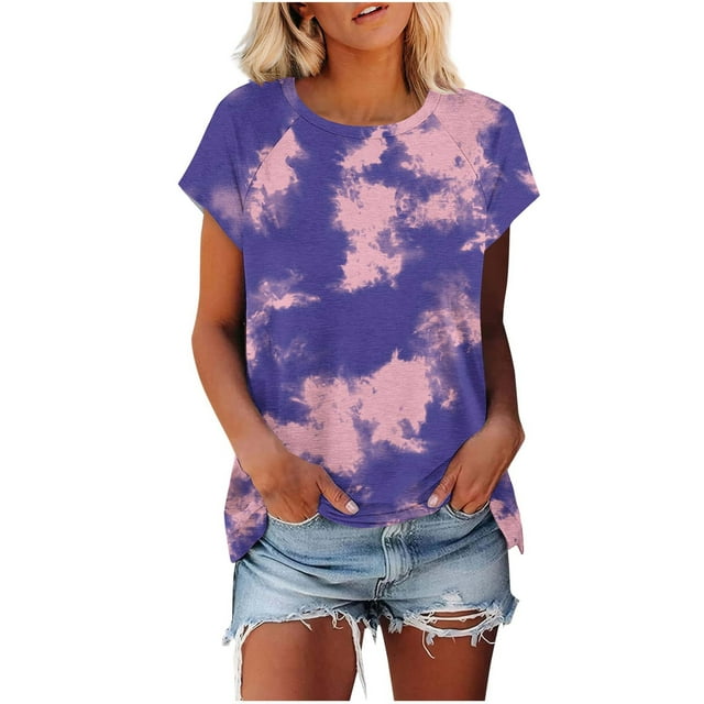 Besolor Tunique d'Été pour Femmes, Tendance, Col Rond, Manches Courtes, Blouse Décontractée pour Dames