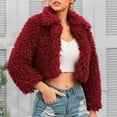thumbnail image 5 of Turilly Womens Jackets Ladies Women Solid Color Winter Lapel Warm Faux Furry Faux Jacket Long Sleeve Outerwear, 5 of 9