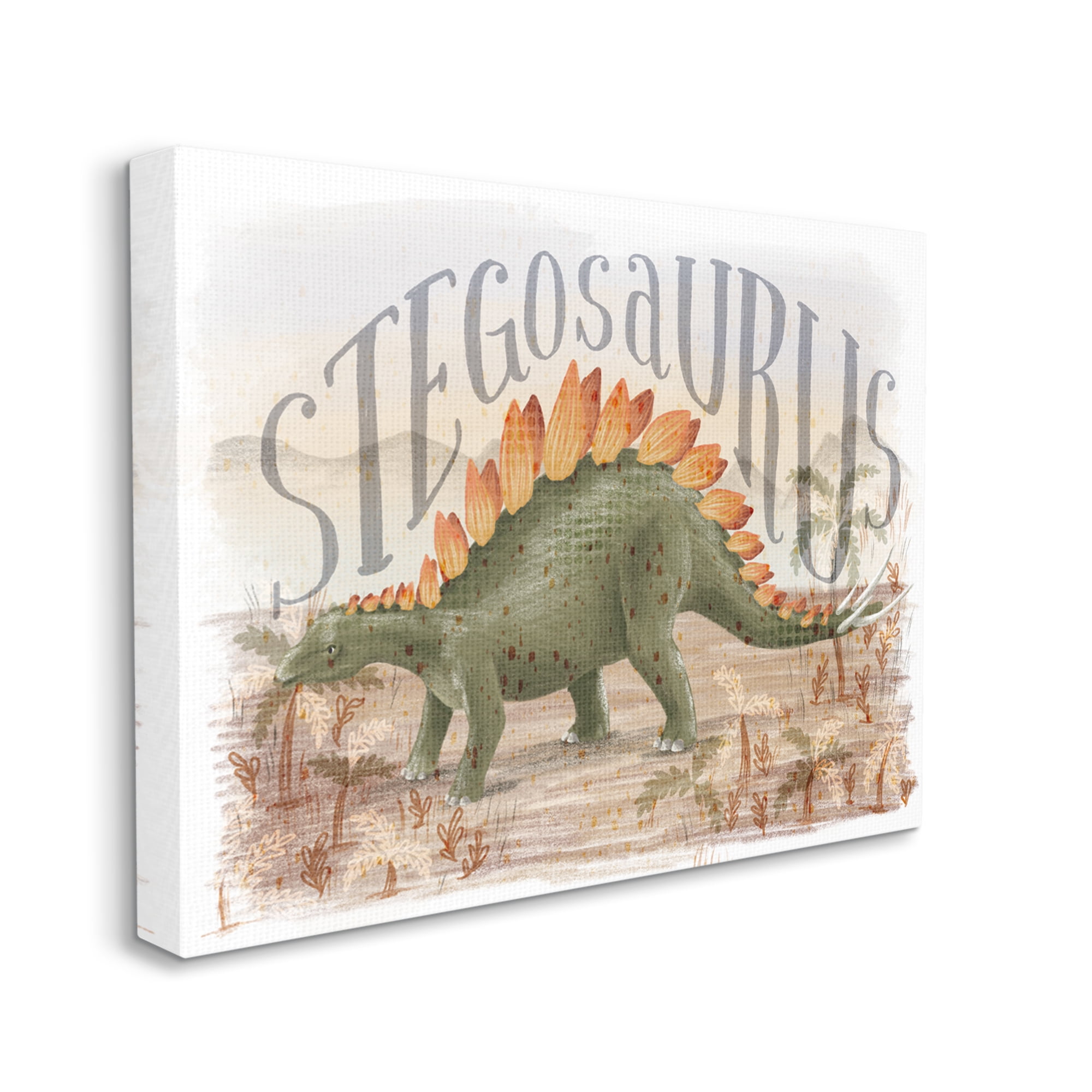 Stupell Industries Stegosaurus In Nature Animals & Insects Painting Gallery Wrapped Canvas Art Print Wall Art, 20 x 16