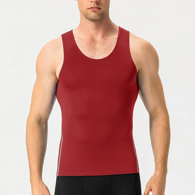 Camiseta de tirantes de cuello redondo para hombre, color liso, moderna, para ocio, fitness, deportiva, ajustada.
