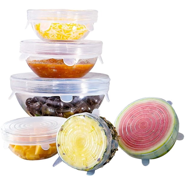 Tapas elásticas de silicona, paquete de 6 tapas de silicona reutilizables de varios tamaños para diferentes formas de recipientes - Ecológicas, aptas para lavavajillas - Sin Bpa An kaili Sencillez