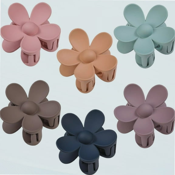 6 packs matte flower hair clips, cute daisy hair clips for thin and thick hair, large flower hair clips for women and girls, non-slip, strong hair clips, 6 colors