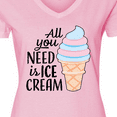 thumbnail image 4 of Inktastic All You Need is Ice Cream with Ice Cream Cone Women's V-Neck T-Shirt, 4 of 5