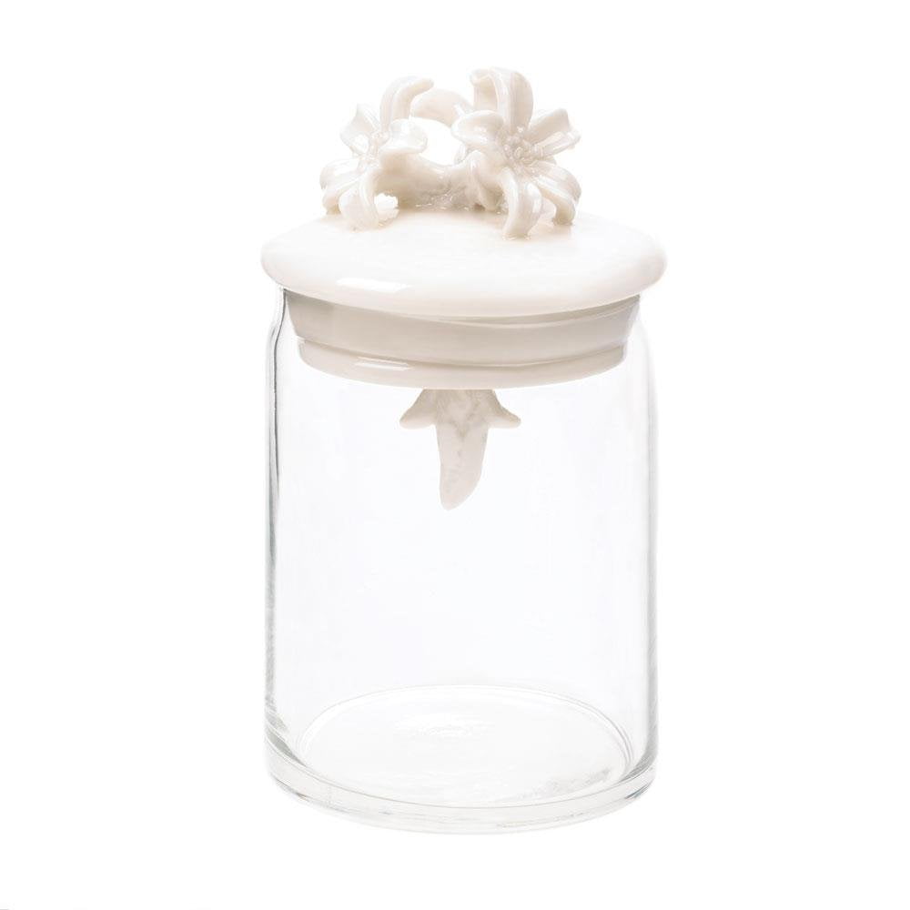 Decorative Glass Jar, Small Glass Jars Decorative With Porcelain Flower