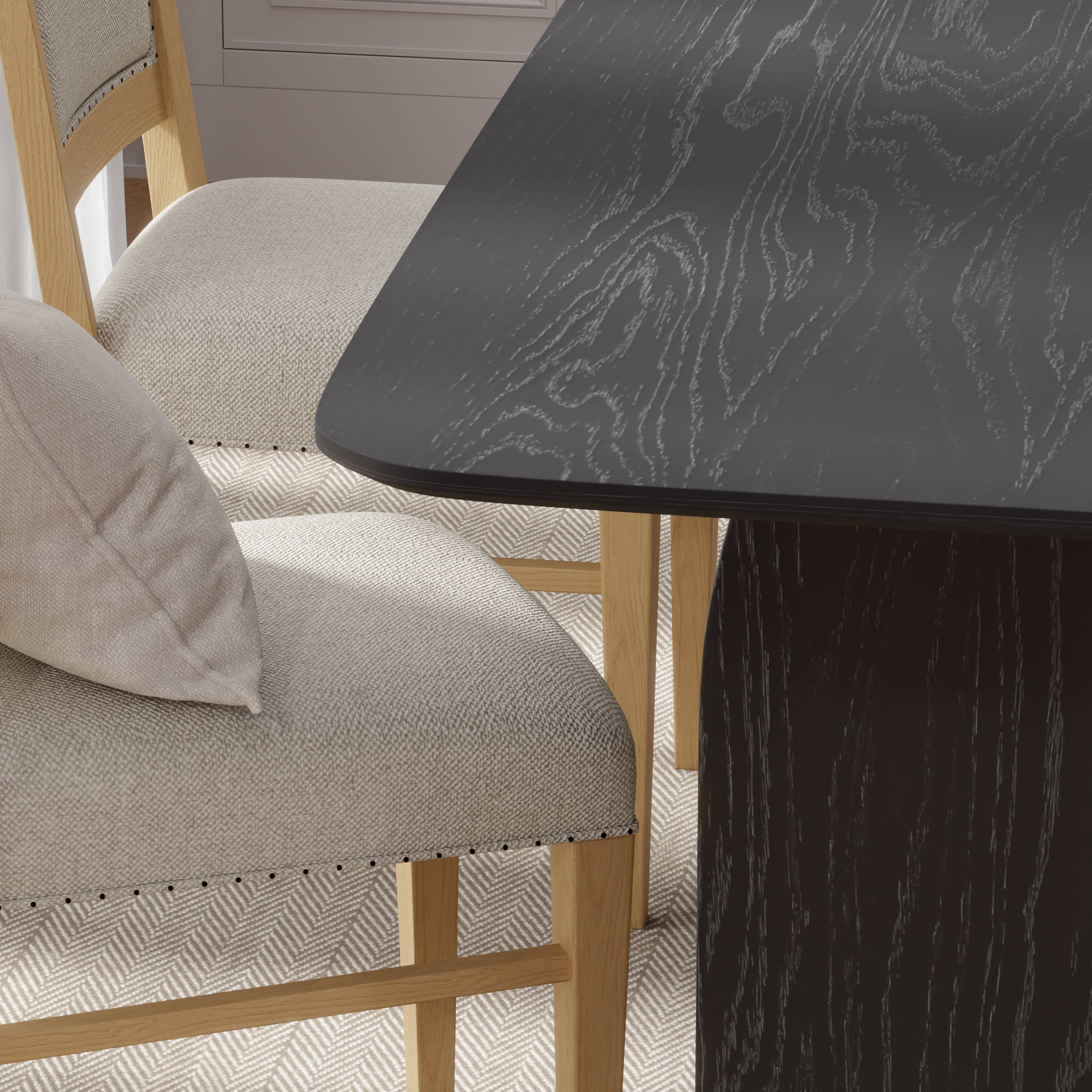 MAYEERTY 67" Rectangular Dining Table for 6, Black