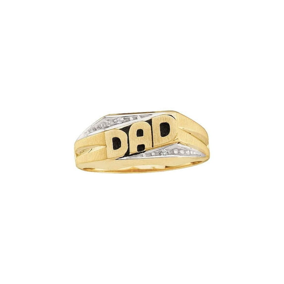 FB Jewels 14kt Yellow Gold Mens Round Diamond Dad Father Band Ring .01 Cttw