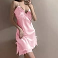 thumbnail image 2 of Diufon Women's Nightgown Silk Satin Lace V Neck Camisole Pajama Dress Casual Sleeveless Soft Sleepwear, 2 of 5