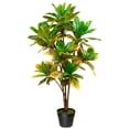 thumbnail image 2 of Northlight 3.8' Unlit Green and Black Potted Artificial Croton Tree, 2 of 8