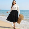 thumbnail image 2 of Agnes Orinda Women's Plus Size Elastic Waist Metallic Velvet Pleated Midi Skirt 1X Black, 2 of 8