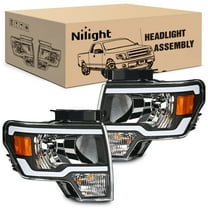 Nilight Headlights Assembly for Ford F150 F-150 2009 2010 2011 2012 2013 2014,Led DRL Headlamp,Black Housing