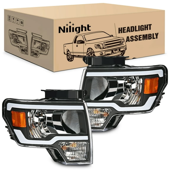 Nilight Headlights Assembly for Ford F150 F-150 2009 2010 2011 2012 2013 2014,Led DRL Headlamp,Black Housing