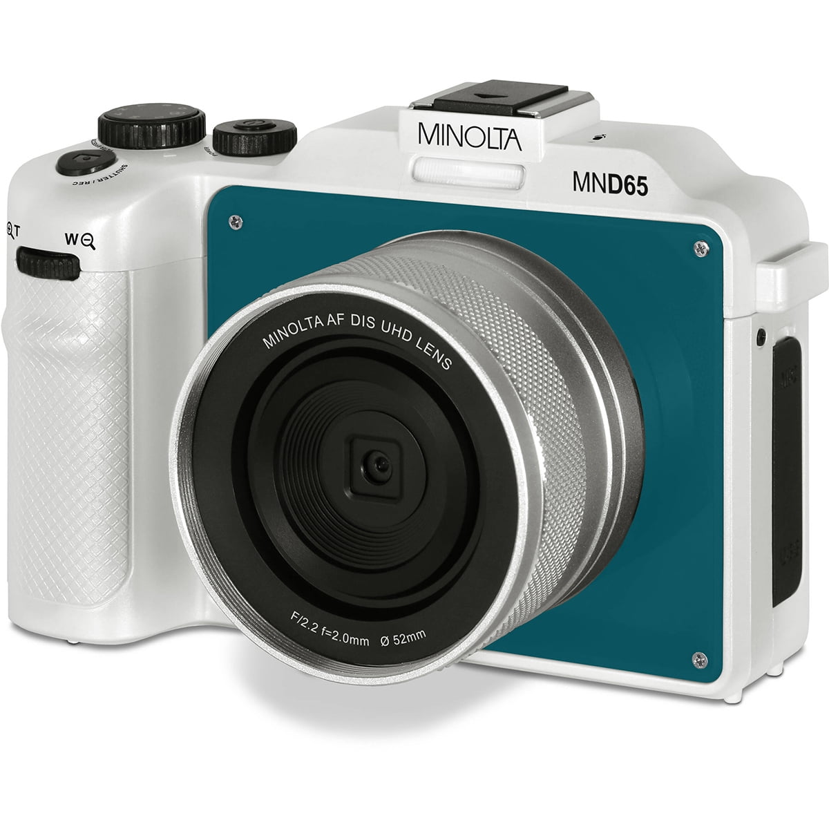 Minolta Minolta MND65 Selfie Shot Digital Camera, White with Teal Faceplate