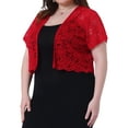 thumbnail image 2 of DARING DIVA Plus Size Bolero Short Sleeve Lace Shrug Cardigan 1X Red, 2 of 6