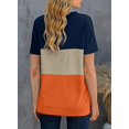 thumbnail image 3 of Womens Striped Color Block Short Sleeve Causal Blouses T Shirts Tops, 3 of 4