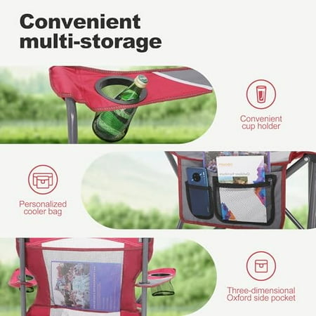 LET S CAMP 2 Pack Mesh Back Camping Chair Portable Folding Heavy Duty Outdoor Chair Support 330 LBS Durable Large Arm Chair with Cup Holder and Carry Bag for Camp Fishing Hiking