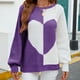 thumbnail image 2 of Suéteres Para Mujer Otoño Invierno Suéter de Punto Manga Larga Cuello Redondo Sólido Amor Estampado Manga Larga Suéter Informal Top Odeerbi  ODB175524, 2 of 8