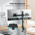 thumbnail image 6 of Dual Monitor Stand for 13 to 32 Inch Screens, Desk Mount with C-Clamp, Each Arm Holds 17.6 lbs, Double Monitor Mount Full Motion Adjustability for Height, Swivel, Tilt, and Rotation, Max 100x100mm, 6 of 9