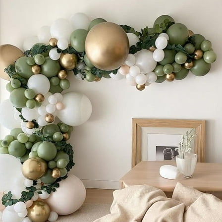 152PCS Green Garland Arch Balloon Arch Kit Green and Gold Balloon Garland Kit  for Wedding Birthday Party Baby Shower Decoration