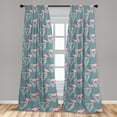 thumbnail image 2 of Hawaiian Window Curtains, Triangles and Palm Leaves Flamingo Birds Holiday Themed Modern Pattern, Lightweight Decor 2-Panel Set with Rod Pocket, Pair of - 28"x95", Cadet Blue and Pink, by Ambesonne, 2 of 3