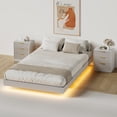 thumbnail image 4 of ASTUVIA 4-Piece Bedroom Set for Adult, Fluted Queen Floating LED Bed Frame with 2 Nightstands and Fluted 6 Drawer Dressers,White, 4 of 10