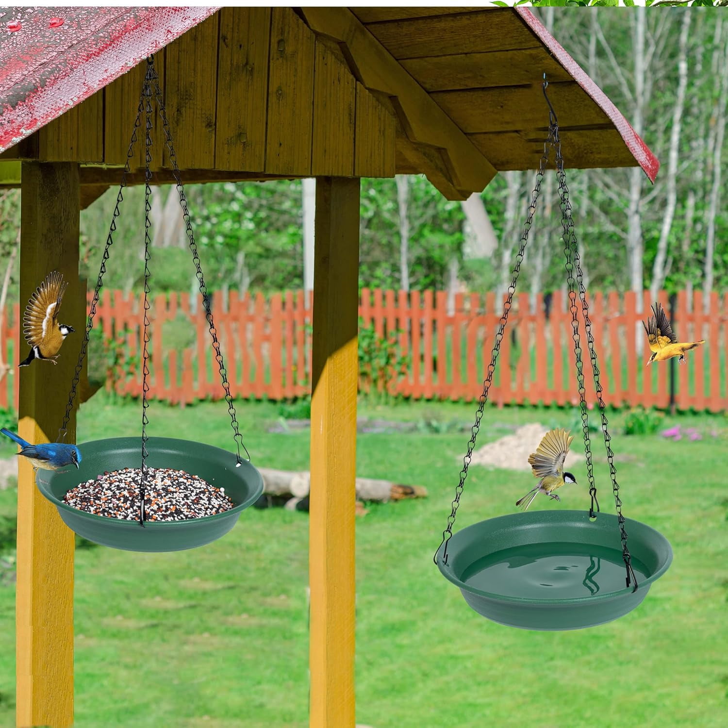 Hanging Bird Feeder & Bath for Outdoors, Wild Feeders Tray, Birdfeeder Birdbath Outside, Cardinal, Blue Jay, Crow, Birdfeeders Trays (10", 1 Pcs with Hole No Hole)