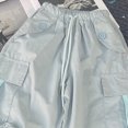 thumbnail image 5 of NOLDARES Girls Parachute Pants Kids Elastic Waist Wide Leg Cargo Pants Y2K Street Baggy Trousers with Pockets(Blue,8-10 Y), 5 of 6
