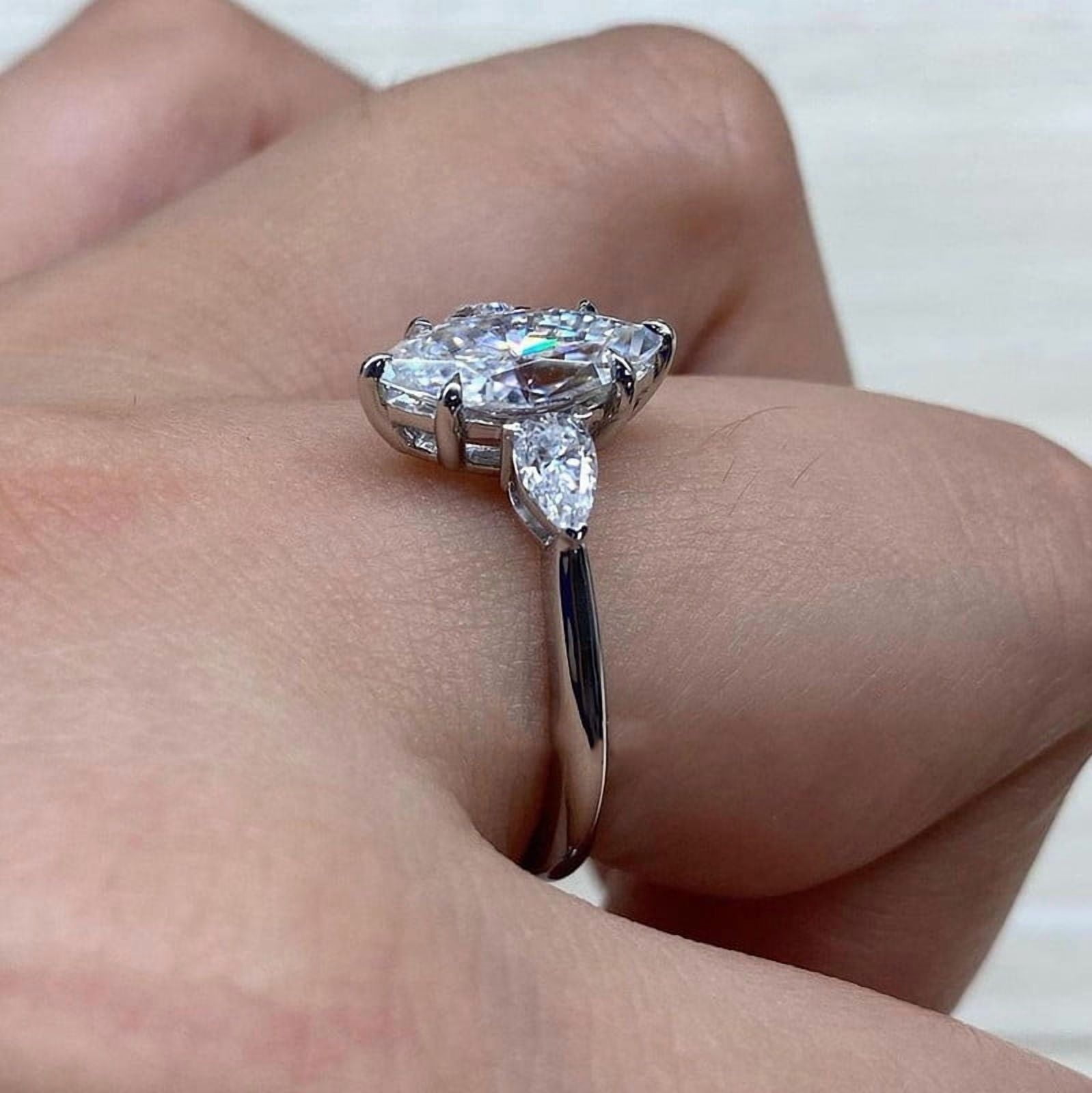 solitaire jewels 2CT Marquise With Side Pear 3 stone Engagement Ring For Women, 14K Yellow Gold