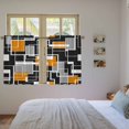 thumbnail image 3 of Burnt Orange Black Geometric Kitchen Curtain for Berdoom Living Room Cafe 54 Inch Length, Modern Color Block Abstract Tiers Curtains Light Filtering Drapes Window Treatment 2 Panels 52"Wx54"L, 3 of 8
