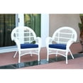 thumbnail image 2 of Jeco Chaise en Osier avec Coussin Bleu - Ensemble de 2, Blanc, 2 of 2