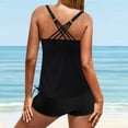 thumbnail image 4 of Tankini Bathing Suits for Women Tummy Control Modest Swimsuits Plus Size Two Piece Swimwear Floral Top Boy Shorts,  Black XXL, 4 of 9