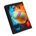 thumbnail image 2 of POLERO Baseball Fire Flame Print Slim Trifold Card Wallet, Polyester Kids Trifold Wallet Easy to Clean Children's Wallet for Sports Outdoor, 2 of 6