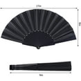 thumbnail image 2 of 4Pcs Handheld Folding Fans, Chinese Fan, Oriental Cloth, Fabric Fan for Dance, Party, Wedding Gifts, DIY Decoration, Home Decorations-Black, 2 of 7