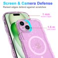 thumbnail image 2 of Magnetic For iPhone 16 Plus Phone Case,Compatible with Mag-Safe,Sparkly Bling Glitter Cute Curly Wave Transparent Cover for Women Girls,Shockproof Protective Slim Rugged Phone Case,Pink, 2 of 7