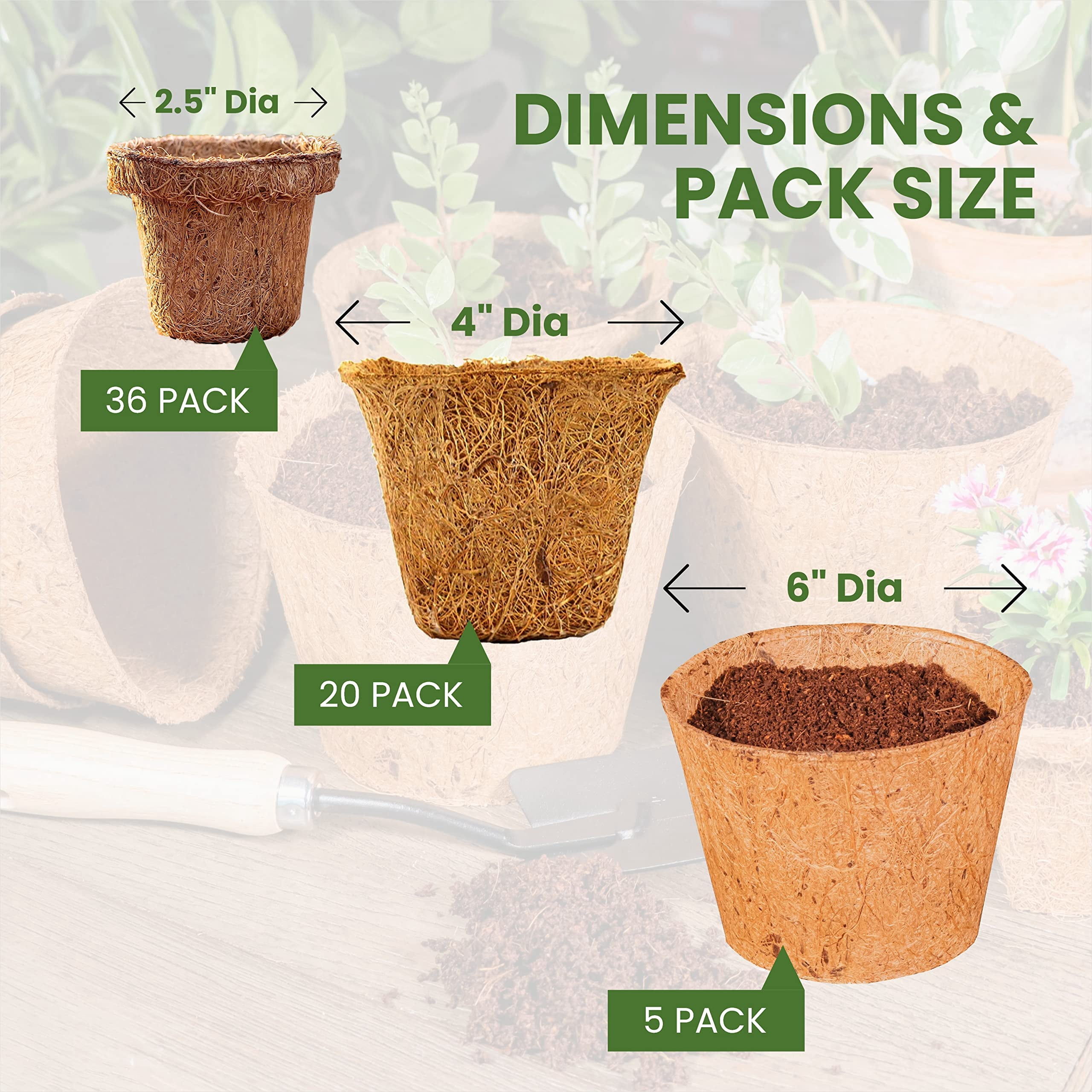 Envelor Coco Coir Plant Pots Seed Starter Tray Biodegradable Seed Starter Pots Coco Peat Pots Seedling Cups Small Plant Pots Germination Nursery Planting Tray Plant Starter Pots, 6 Inches 5 Pack