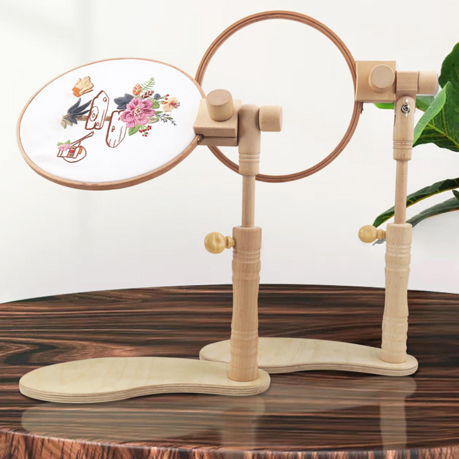 Abbraccia Embroidery Hoop Stand, Adjustable Beech Wood Embroidery Hoop Holder Frame, Rotated Needlepoint Holder Stand for Sewing Needlework - 29x44.5cm