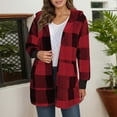 thumbnail image 2 of Luwomo Womens' Jackets Fall and Winter Fashion Hooded Long Sleeve Plaid Loose Fit Coat Blouses RD1,XL, 2 of 4