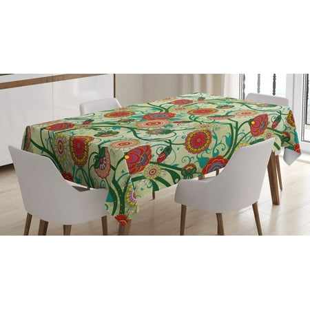 

Floral Tablecloth Oriental Inspirations Vintage Flower Arrangement Colorful Pattern Nature Inspiration Rectangular Table Cover for Dining Room Kitchen 60 X 90 Inches Multicolor by Ambesonne