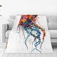 thumbnail image 1 of Fotbe Colorful Floral Jellyfish Manta de Franela Acolchonada con Estampado, Súper Suave y Esponjosa, Extra Grande para Sofá, Cama, Uso Todo el Año-60"x50", 1 of 7