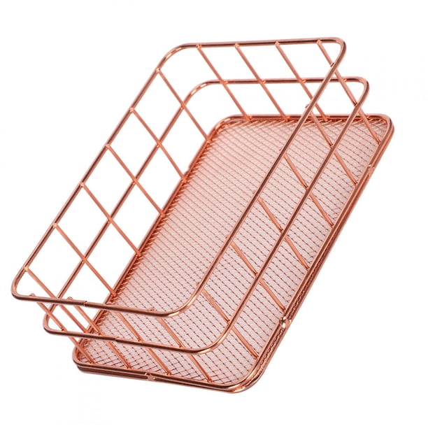 Cesta De Almacenamiento De Escritorio Hueca, Rejilla De Metal Dorado Rosa, Mesa De Ropa De Frutas, Almacenamiento Organizador