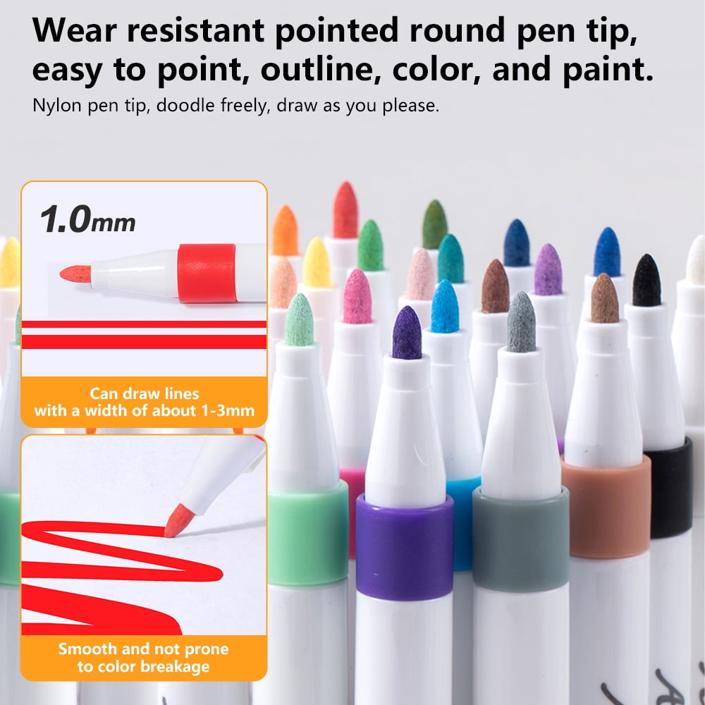 Deli Quick Drying Acrylic Paint Markers Paint Pens Set for Wood, Rock, Canvas, Pens,T-shirt,24 Colors