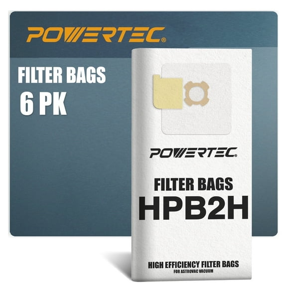 POWERTEC 6PK 5-Ply Filter Bags for AstroVac, Valet and VacuMaid HPB2HPK & HPB2H Vacuums (75046-P2)