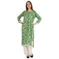 thumbnail image 5 of Moomaya Indian Rayon Kurta For Women Printed A-Line Kurti Lace Designer Ethnic Wear Shirt, 5 of 7