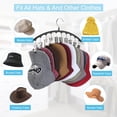 thumbnail image 5 of Cuipingoo Perchas para sombreros para armario Paquete de 2 soportes organizadores de sombreros de metal para perchas y armarios de habitación Estantes para sombreros para gorras de béisbol con 10 clip, 5 of 5
