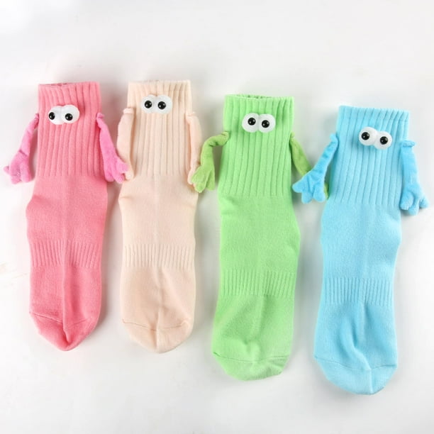 LUXERAD Magnetic Holding Hands Socks – Novelty Fun Couple Gift, Unisex 4 Pairs