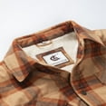 thumbnail image 4 of Coevals Club Men's Flannel Jacket Sherpa Lined Cotton Plaid Snap Button Up Quilted Long Sleeve Shirt Jacket Brown Plaid 53 4X-Large, 4 of 7
