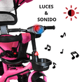 thumbnail image 2 of Triciclo Evolutivo para Niños Asiento Giratorio 360 Torreta con Luz y Sonido Bastón de Empuje Soporta Hasta 30 kg - Rosa, 2 of 7
