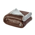 thumbnail image 4 of Cozy Tyme Lorraine Flannel Reversible Sherpa Throw - Super Soft Solid Color 50"x 60" Brown, 4 of 11