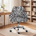 thumbnail image 2 of Xoenoiee Zebra Stripe Print Velvet Swivel Armrest Curved Back Cover, Home Office Desk Chair Covers, Stretch Wingback Dining Chair Cover Protector for Vanity Living Room, 2 of 7